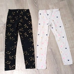 Old Navy and Cat & Jack full length graphic heart leggings size 6-7